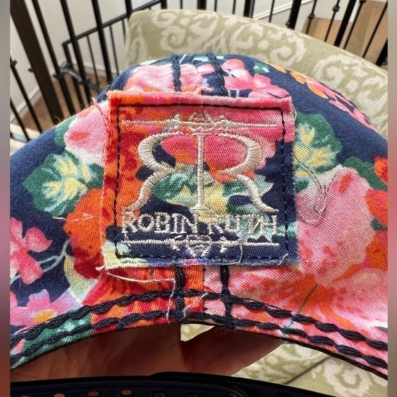 Robin Ruth floral navy Thailand baseball hat navy blue athleisure vacation - Picture 4 of 5